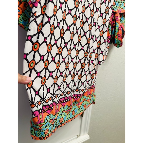 Trina Turk White Colorful Long Blouse Size Small - Picture 4 of 5